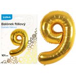 LUMA Balónek foliový č. 9 ZLATÝ 101 cm – Zboží Dáma