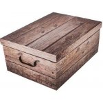 Úložný box s víkem Wood šedá, 51 x 37 x 24 cm – Zboží Mobilmania