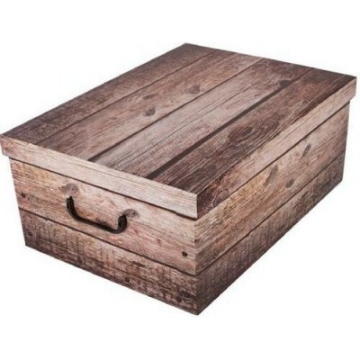 Úložný box s víkem Wood šedá, 51 x 37 x 24 cm – Zboží Mobilmania