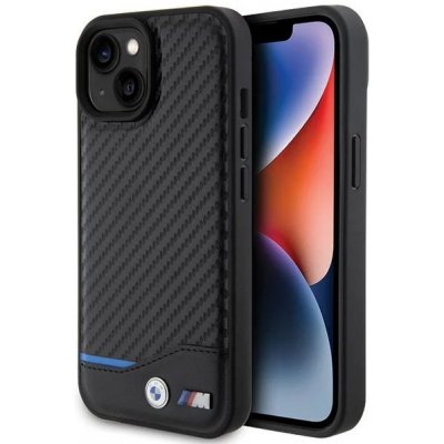 Pouzdro BMW iPhone 15 Leather Carbon černé