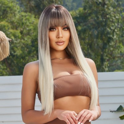 Balayage blond dlouhá paruka Linda s hustou ofinou – Zboží Dáma