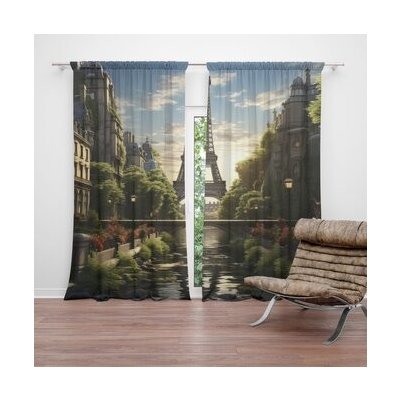 Sablio Závěs Paříž Eifellova věž Art: 2ks 140x250cm – Hledejceny.cz