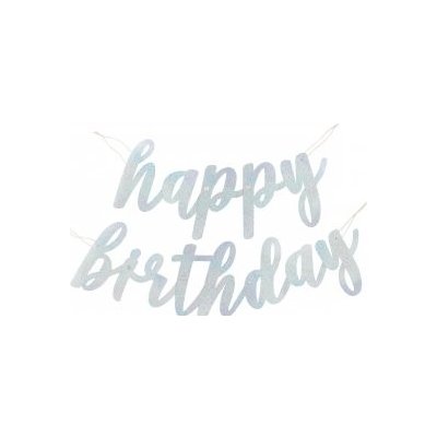 Girlanda papírová Stříbrný nápis Happy Birthday lesklý 84cm – Hledejceny.cz