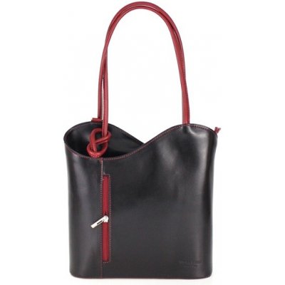 Kožená kabelka batoh 113 černá + červená – Zboží Mobilmania
