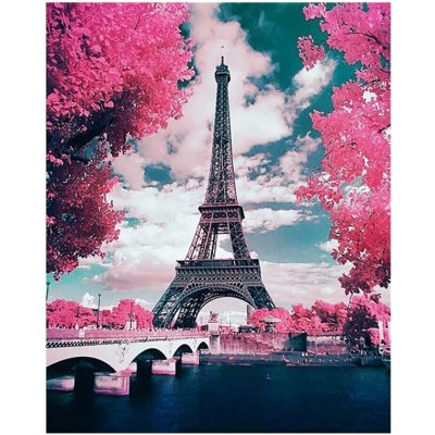 Creatoys Diamantový obrázek - Eiffelova věž za růžovými stromy 30x40cm – Zbozi.Blesk.cz