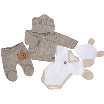 Z&ampZ 5-dílná kojenecká soupravička pletená do porodnice béžová bílá – Zboží Dáma