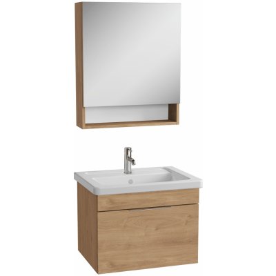 Vitra Koupelnová skříňka s umyvadlem a zrcadlem VitrA Mia 64x49x45 cm zlatý dub mat MIASET6049DG