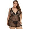 Dámská erotická košilka VšeNaSex.cz Dámská košilka s kalhotkami Black Plus Size Dot Mesh Lace Babydoll