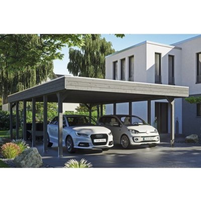 SKAN HOLZ Přístřešek na auto Friesland dvojitý 557 x 860 cm břidlicově šedý – HobbyKompas.cz