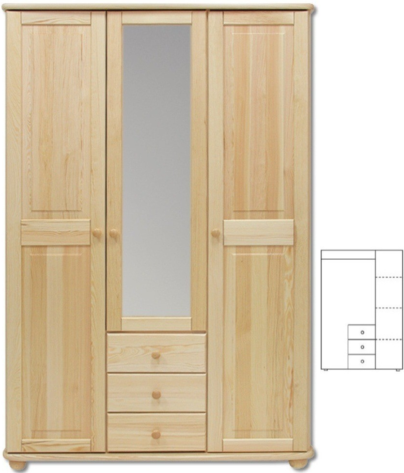 Nábytek z lesa Šatní skříň Country 3+3PL SF100 masiv borovice 125 x 190 x 60 cm