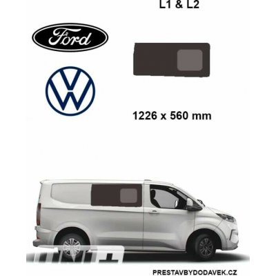 Boční pravé posuvné okno L1, L2 | Ford Custom V710 / Volkswagen Transporter T7