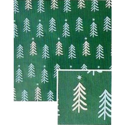 Nekupto Dárkový balicí papír vánoční 70 x 500 cm Tmavě zelený, bílé a modré stromky – Zboží Mobilmania
