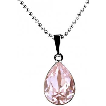 Swarovski Elements Pear stříbrný (přívěsek + řetízek) růžová slzička, kapka 54016.3 Light rose růžová