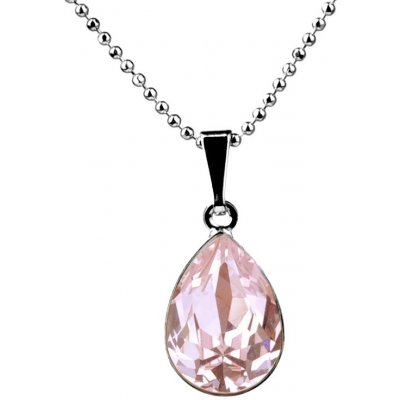 Swarovski Elements Pear stříbrný (přívěsek + řetízek) růžová slzička, kapka 54016.3 Light rose růžová – Zboží Mobilmania