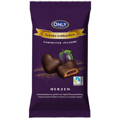 Only perníková srdíčka s jablečno-švestkovou náplní v hořké čokoládě 150 g – Sleviste.cz