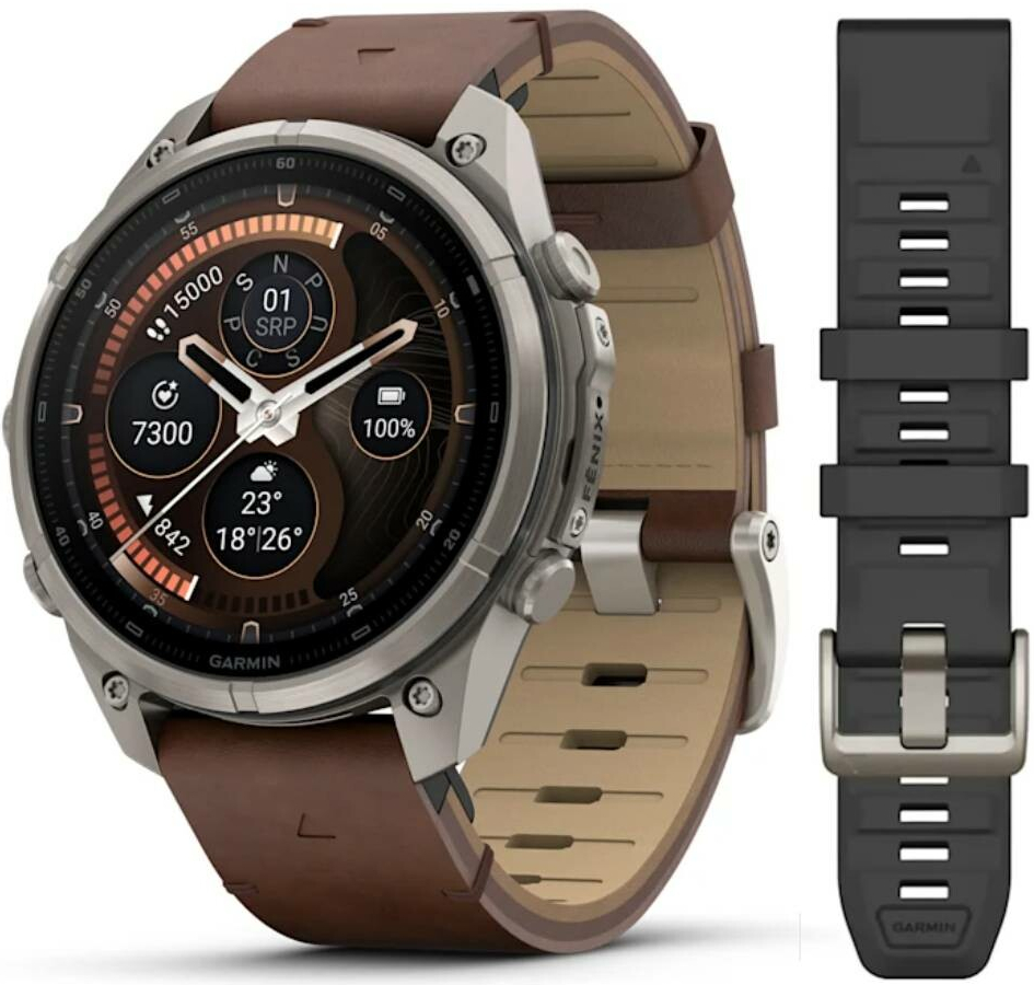 Garmin Fenix 9 Pro 47 mm AMOLED inReach Titanium Leather Band 010-04336-41 na Heureka.cz