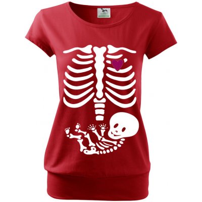Bezvatriko vtipné tričko s potiskem pro těhotné maminky Kostřička 2 červená – Zboží Mobilmania