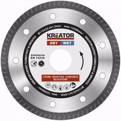 KREATOR KRT085100 Diamantový kotouč celoobvodový 115mm Expert TURBO