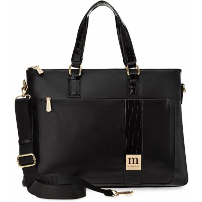 Monnari dámská taška na notebook aktovka elegantní business taška s lakovanými prvkami croco černá – Zboží Mobilmania
