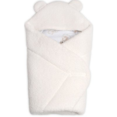 Baby Nellys Beránková zavinovačka s kapucí bavlna beránek Teddy Medvídek smetana – Zboží Mobilmania