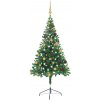 Vánoční stromek vidaXL Umělý vánoční půl stromek s LED a sadou koulí zelený 240 cm