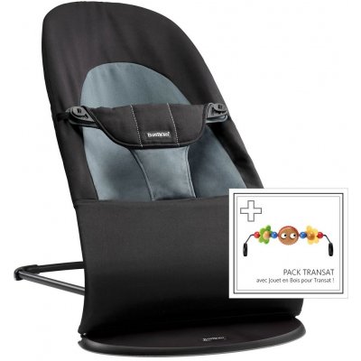 BabyBjörn Lehátko Balance Soft Cotton Mix Black/Dark Grey s hračkou Googly eyes – Zboží Dáma
