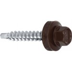 Samořezný střešní farmářský šroub KLIMAS 4,8 x 19 SW8 RAL 8017 Čokoládově hnědý s podložkou EPDM (250 ks/bal) – Zbozi.Blesk.cz