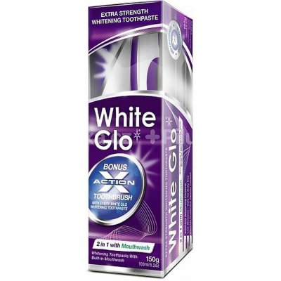 White Glo bělící pasta s ústní vodou 2 v 1 150 g + kartáček na zuby dárková sada