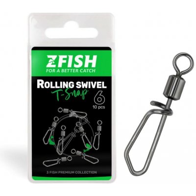 Zfish Obratlík s Karabinou Rolling Swivel & Coastlock Snap Velikost 14 Nosnost 15 kg 10 ks – Zboží Dáma