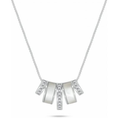 Brilio Silver Půvabný stříbrný náhrdelník se zirkony a perletí NCL170W – Sleviste.cz