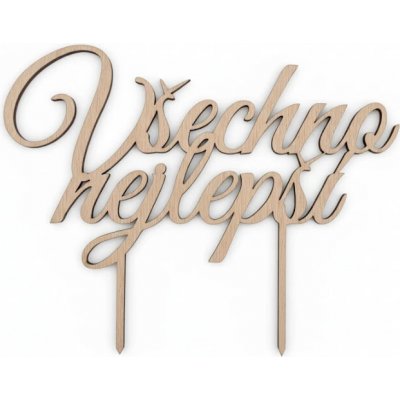 Dřevěný zápich Všechno nejlepší 20cm - I LOVE CAKES – Zboží Mobilmania