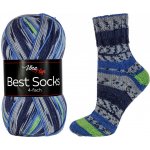 Pletací / háčkovací příze Vlna-Hep BEST SOCKS 7314 modro-zeleno-šedá, vzorovaná, ponožková, 100g/420m