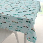 Biante Dětský bavlna čtvercový ubrus Sandra SA-375 Zaječí automobilové závody na mintovém 100x100 cm – Sleviste.cz