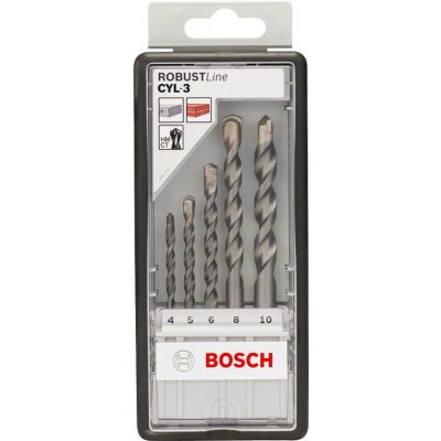 Vrták do betonu, 5-ti dílná sada 4-10 mm Bosch Robust Line Silver Percussion 2607010524 – Zbozi.Blesk.cz