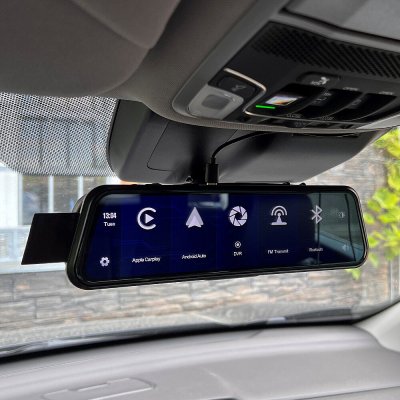 Monitor 9,66" s Apple CarPlay, Android auto, Bluetooth, Dual DVR v zrcátku pro montáž na zrcátko ds-966caDVR ds-966cadvr – Zboží Mobilmania