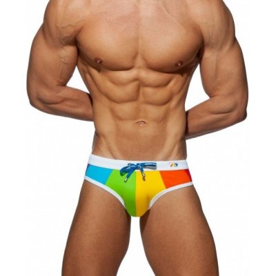 Plavky Addicted ADS238 Rainbow Swim Brief bílé S, duhové plavky – Zboží Mobilmania