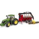 Bruder 3154 traktor John Deere 7R 350 se zadním přívěsem a 4 kládami – Zboží Mobilmania