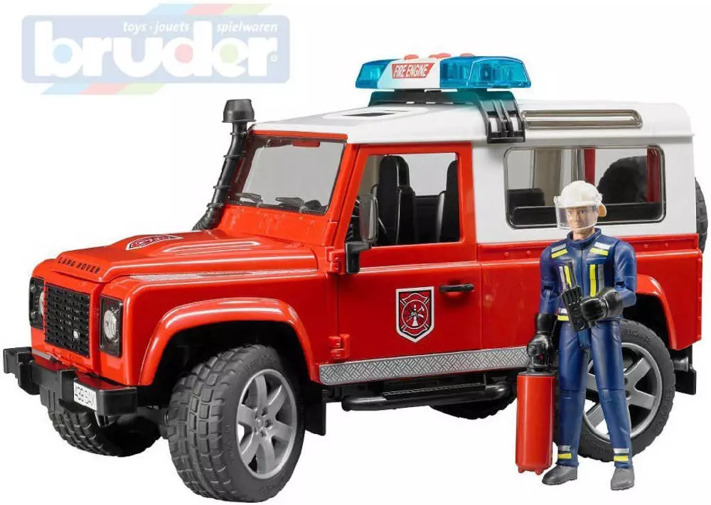 Bruder 2596 Land Rover hasiči s figurkou hasiče