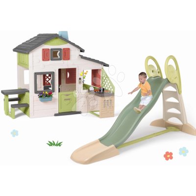 Smoby Set domeček Přátel a skluzavka XL Friends House Life rozšiřitelný s kuchyňkou a elektronickým zvonkem – Zboží Dáma