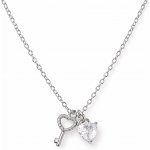 Sarines Stříbrný náhrdelník s přívěsky klíče a srdce se zirkony S1408 – Hledejceny.cz