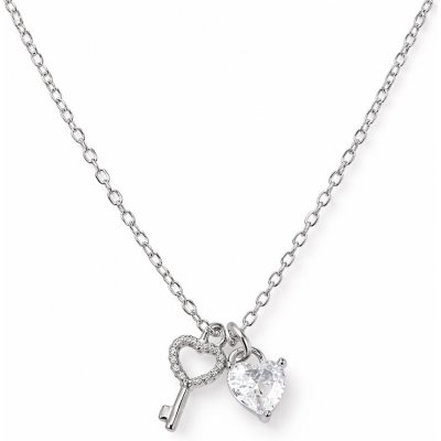 Sarines Stříbrný náhrdelník s přívěsky klíče a srdce se zirkony S1408 – Hledejceny.cz