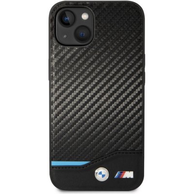 Pouzdro BMW M PU Carbon Blue Line iPhone 14 Plus černé