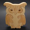 Dřevěná hračka Amadea dřevěné puzzle sova masivní dřevo dvou druhů dřevin 15 cm