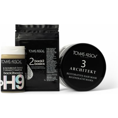 Tomas Arsov Hloubkové čištění vlasů BACK2BASICS Šampon 50 g + BACK2BASICS Odstraňovač silikonů a minerálů 7 g + ARCHITEKT Regenerační maska 250 ml – Hledejceny.cz