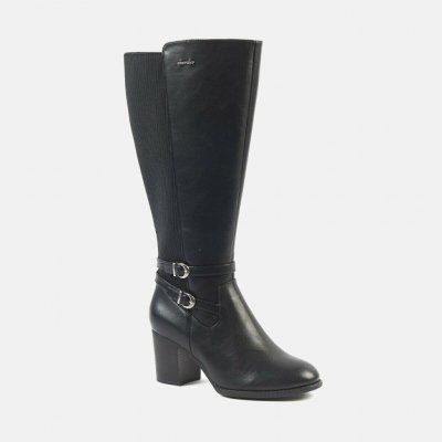 Kozačky na podpatku MARTINA 2XL Gabylou černá – Sleviste.cz