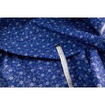 Bavlněné plátno - bílé kytičky s lístky na modrém podkladu, modrotisk - šířka 140 cm – Hledejceny.cz