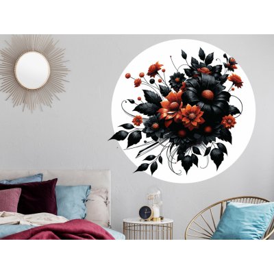 Nalepte.cz samolepka na zeď Oranžový rostlinný dekor arch, rozměry 20 x 20 cm – Zboží Dáma