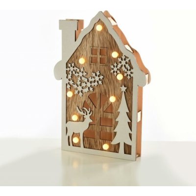 ACA Lighting dřevěná dekorace domek 9 LED WW na baterie 2AA IP20 19X4X29cm X0591106 – Hledejceny.cz