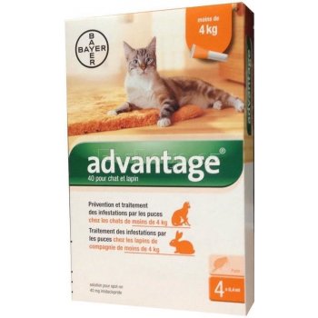 Advantage Spot-on pro malé kočky a králíky 40 mg 4 x 0,4 ml