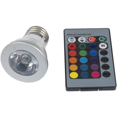 T-LED LED žárovka RGB16-2 E27 60° RGB 02103 3W 230V